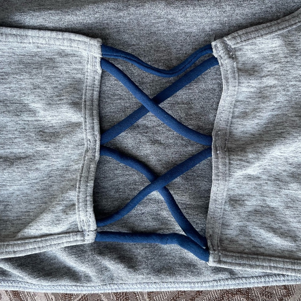 Free People Intimately Side Cross Strap Grey Racerback Bra. NWOT! - Picture 6 of 7